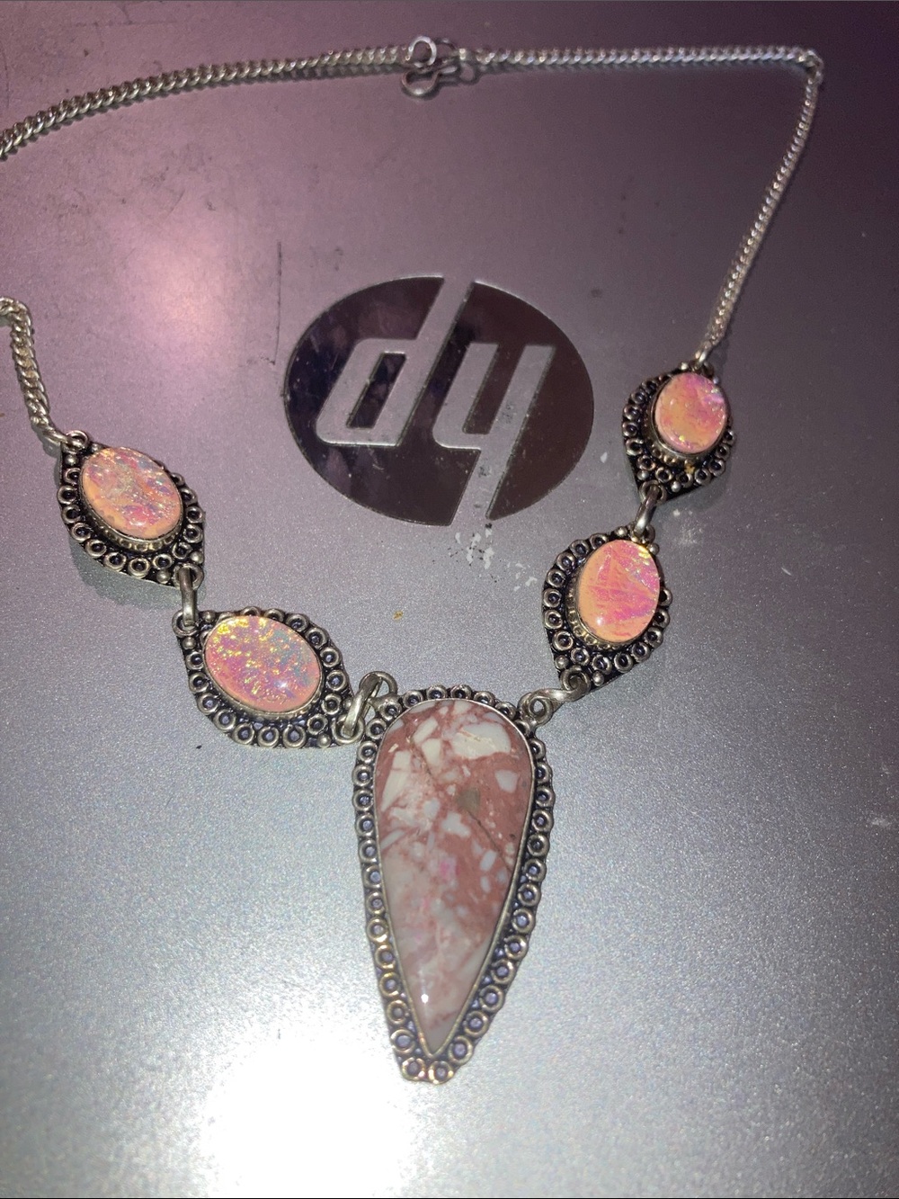 0202 Norina Jasper Triplet Opal Handmade Necklace Silver Statement Jewelry